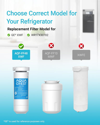 AQUA CREST XWF Replacement for GE® XWF, NSF Certified Refrigerator Water Filter, 1 Filter(Not XWFE®)