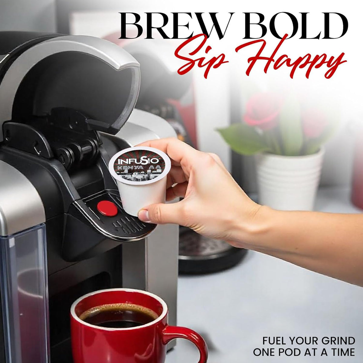 InfuSio Coffee Pods 96 Count Kenya AA Medium Dark Roast Single serve Coffee pods for Keurig K Cup® Brewers