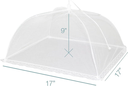 Simply Genius Pop-Up Mesh Food Covers - 17 x 17 in, White, 6 Pack, Large & Tall - Reusable & Collapsible Food Tents for Outdoor Serving