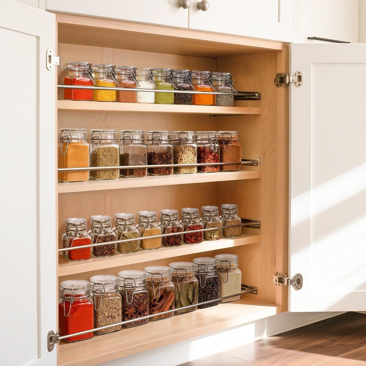 ComSaf Square Small 8 oz Glass Spice Jars with Airtight Lids 12 Pack Pantry | Jams herbs, Overnight oats, Pickling favors, Labels included, Funnel included, Pantry organization, Sourdough pickling