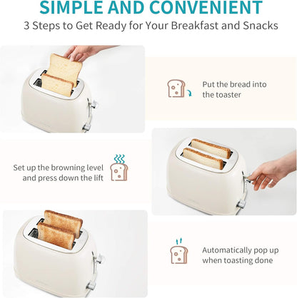 Ultrean Toaster 2 Slice with Extra-Wide Slot for Toasting Bagels, Breads, Waffles & More, Stainless Steel Material with Removable Crumb Tray, 6 Browning Settings
