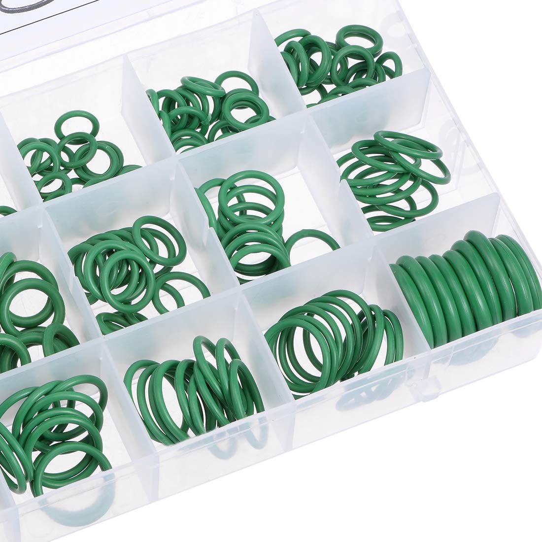uxcell Fluorine Rubber O-Ring Assortment Kit 270 Pieces 18 Sizes FKM Sealing Gasket Set, Green