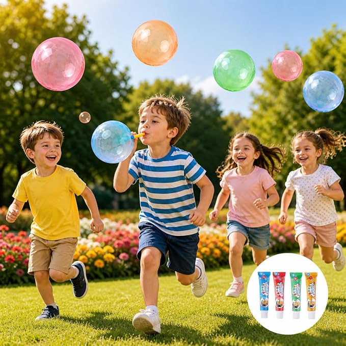20 Pack Blow Plastic Bubbles Tubes for Kids – Magic Bubble Balloon Toys, 90s Nostalgia Blowing Bubble Ball Kit for Party Favors, Gifts, Outdoor Play & Craft Fun