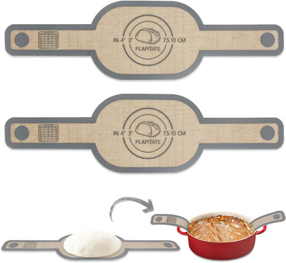 Silicone Bread Sling Dutch Oven Liner, Non-Stick & Easy Clean Reusable Oval Silicone Baking Mat with Long Handles, Easy to Transfer Sourdough