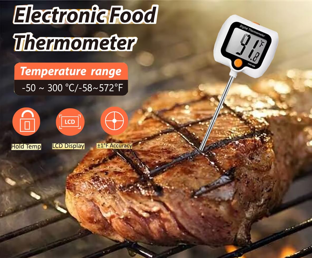 10 Inch Long Digital Candy Thermoometer with Pot Clip,Deep Fry Thermometer,Rotating Display