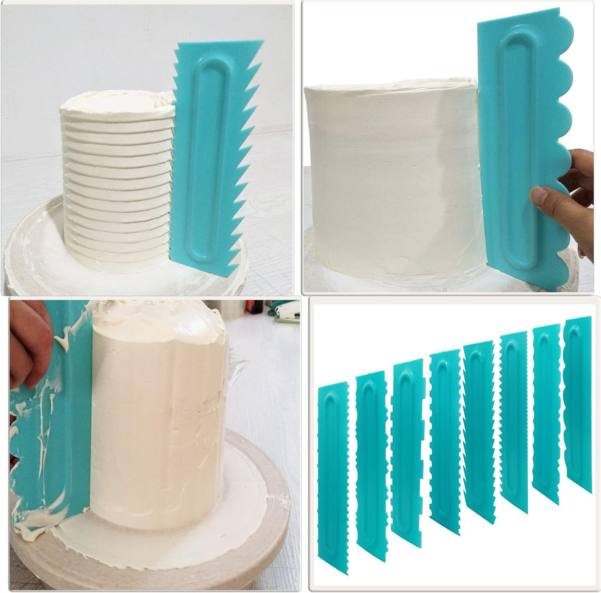 Cake Scraper set of 8 Pack Cake Edge Tools Decorating Icing Smoother Comb,Plastic Sawtooth Decorating Mousse Butter Cream Polisher-16 Design