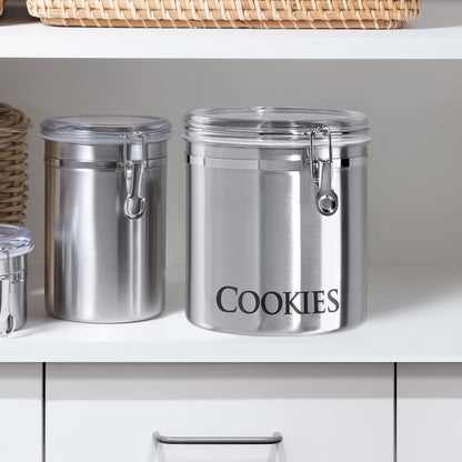Oggi Jumbo 8" Stainless Steel Cookies Clamp Canister - Airtight Food Storage Container Ideal for Kitchen & Pantry Storage of Cookies or other Bulk