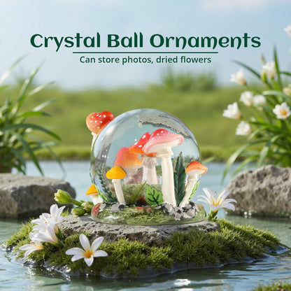 LET’S Resin Crystal Ball Resin Molds, Crystal Orb Decorative Statue Silicone Molds with Mushroom Stand and Bird Figurine