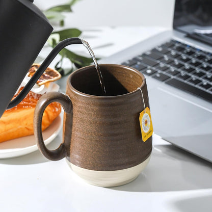 HASENSE Large Ceramic Coffee Mug, 20 Oz Beige Stoneware Cup with Comfortable Handle, Farmhouse Mug for Coffee, Tea &amp; Cocoa, Dishwasher &amp; Microwave Safe, Brown