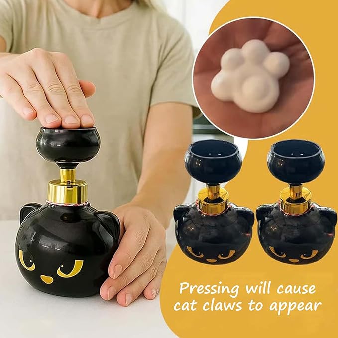 Cute Cat Paw Foam Soap Dispenser, Automatic Soap Dispenser with Black Cat Paw Print Press Creates Paw-Shaped Foam, Refillable Eco-Friendly Hand Soap Dispenser for Home