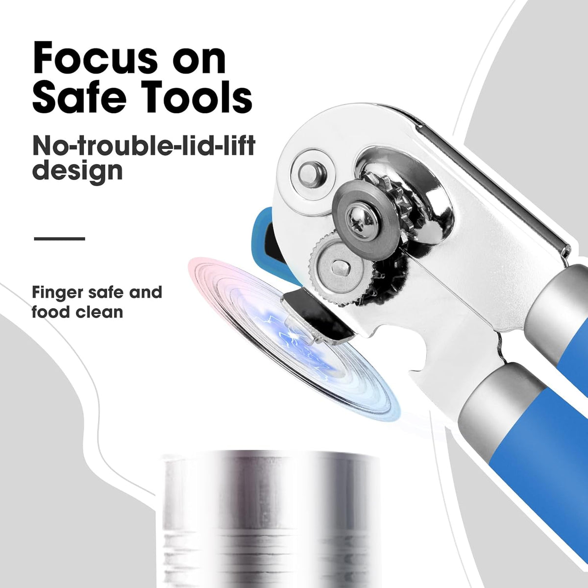 Beneno Can Opener Manual with Magnet, Hand Held Heavy Duty Can Opener with Durable Sharp Blade Smooth Edge, Big Effort-Saving Knob