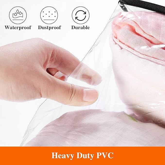 Vieshful 7 Pack Clear Comforter Storage Bag, 60L Clothes Storage Bag with Zipper Closet Organizer, Plastic Storage Containers Moving bags for Comforter, Blanket, Bedding, Duvet, Toys