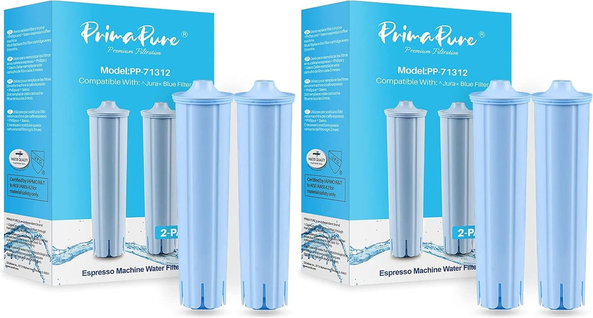 4-Pack PrimaPure Coffee Machine Water Filter Replacement for Jura Clearyl Blue 71445, 67879, ENA3, ENA5, J6, J9