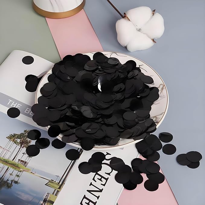 Black Metallic Foil Confetti 8000 Pcs Shiny Round Table Confetti for Fill Balloon Wedding Graduation Party Decorations,60g of pack