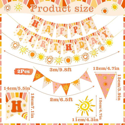 First Trip Around the Sun Decorations, Pre-assembled Sun Birthday Decorations, Boho Sunshine 1st Birthday Decorations Girl Boy
