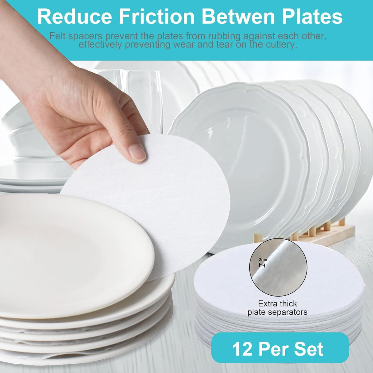China Storage Containers-4PACK Quilted Dish Storage Containers with Lid Hard Shell for Moving Transport, Dinnerware,Stackable Plate Storage,24 Felt Plate Dividers Included,12 * 12 * 8in
