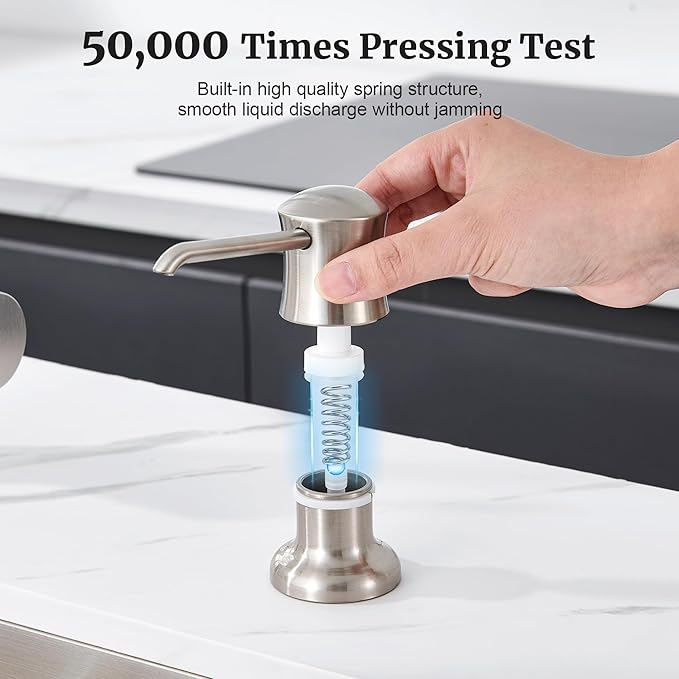 Sink Soap Dispenser for Kitchen Sink Brushed Nickel Upgrade with 40" Silicone Extension Tube Kit, Connect to Your Soap Bottle Directly