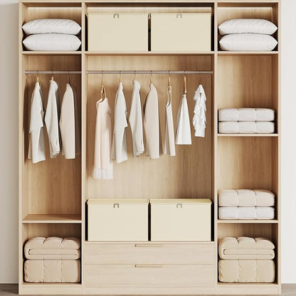 Clothes Storage Bins with Sturdy Frames, Foldable Fabric Clothing Organizer Box for Moving, Sweater Storage Cube with Lids and Zipper, Linen Closet Storage Bags for Blankets, Clothes, Sheet