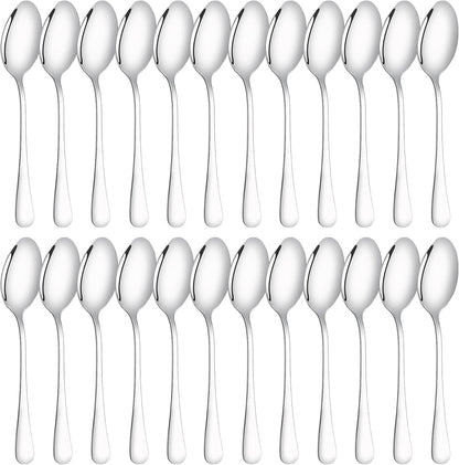 24 Pcs Dinner Spoons Set 7.32" Premium Food Grade Stainless Steel Spoons Mirror Finish & Dishwasher Safe,Use for Home,Restaurant