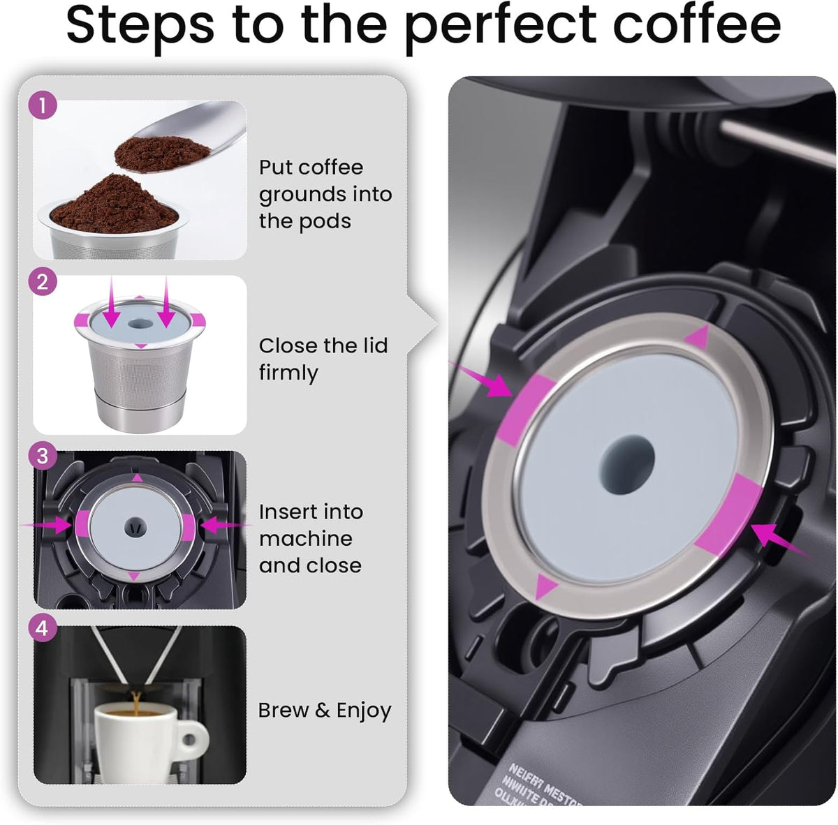 2 Pack Roogaluckeep Reusable Stainless Steel Coffee Pod Capsules, Stainless Steel Reusable K -Cups for Keurig