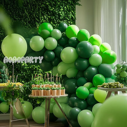 Green Balloons Garland Arch Kit Different Sizes Pack 150Pc 18Inch 10Inch 5Inch Latex Lime Green Dark Green Emerald Green Balloons for Birthday Graduation Baby Shower Jungle Party Decorations