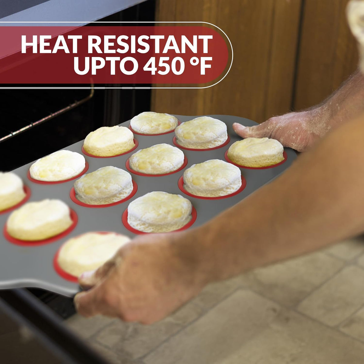 Boxiki Kitchen Non-Stick 12 Cup Silicone Muffin Pan With Steel Frame - BPA Free, Non-Toxic, Anti-Warp, Durable & Easy to Pop Silicone Muffin Tin