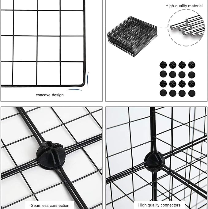 C&AHOME Wire Cube Storage, 2-Cube Storage Organizer Metal, C Grids Storage Bins Shelving, Modular Bookshelf Shelf, Closet Cabinet Ideal for Bedroom, Office 12.4”L x 12.4”W 24.8”H Black UWCS3002B