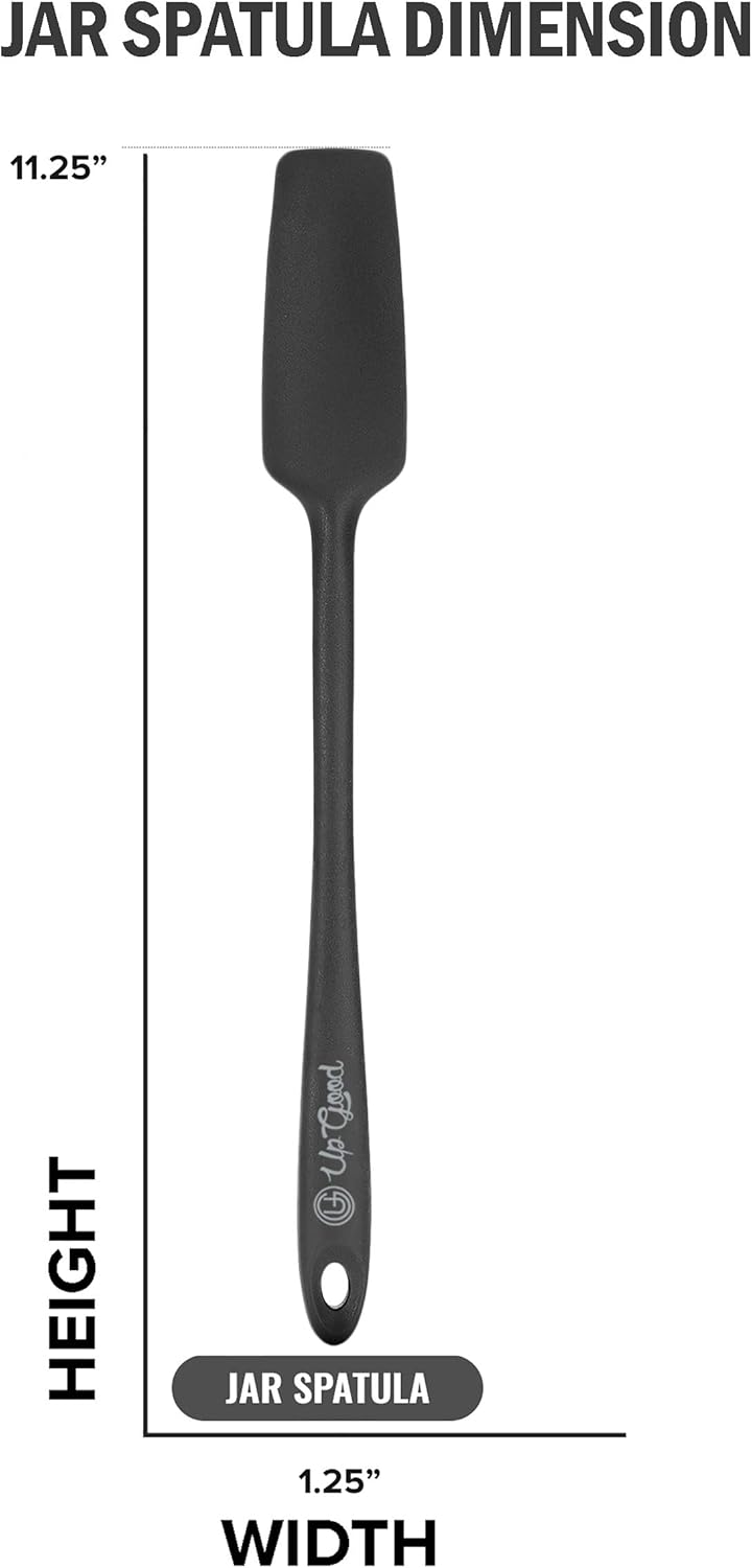 Silicone Jar Spatula | 600F Heat Resistant Non-Stick Rubber Scraper | Perfect for Jars, Smoothies, Blenders | One Piece Utensils | Durable Kitchen Cookware (UpGood Professional Spatulas, Grey)