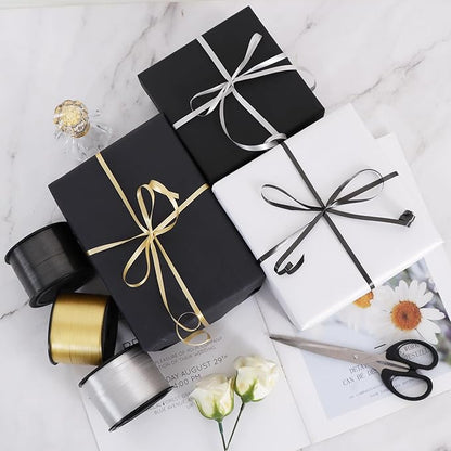 TONIFUL 300 Yards Curling Ribbon-Balloon Ribbon-Balloon String for Art&Craft Decor,Gift Wrapping,Ribbons and Bows for Christmas New Year Birthday Gifts Graduation Supplies (Gold Black and Silver)