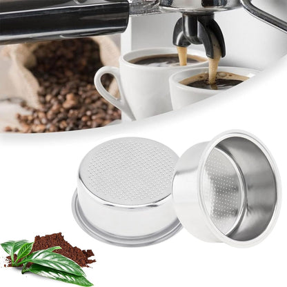 Reusable 51mm Coffee Filters Cups 2Pcs, Stainless Steel Espresso Coffee Filters Double Layer Pressurized Portafilter Filter Baskets