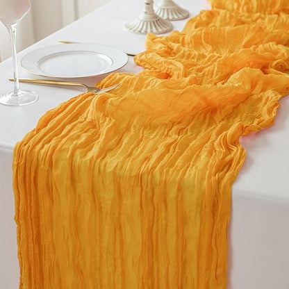 Sioloc Yellow Cheesecloth Table Runner Fall Autumn Decor for Home 10ft Table Cloth for Wedding Birthday Party Halloween Thanksgiving Decorations