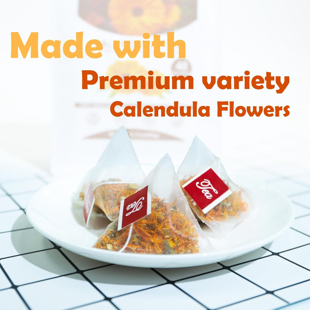 Tearelae - Premium Calendula Flowers Tea Bags - 1.5g x 40 Count - Natural Calendula Tea Cut & Sifted - Non-GMO - Caffeine-free
