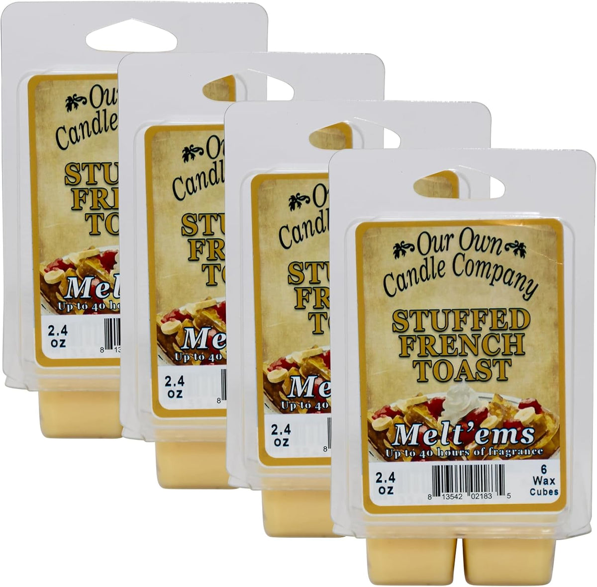 Our Own Candle Company Premium Wax Melt, Stuffed French Toast Scent, Handmade in The USA, 24 Cubes (4 Pack, 9.6oz Total)