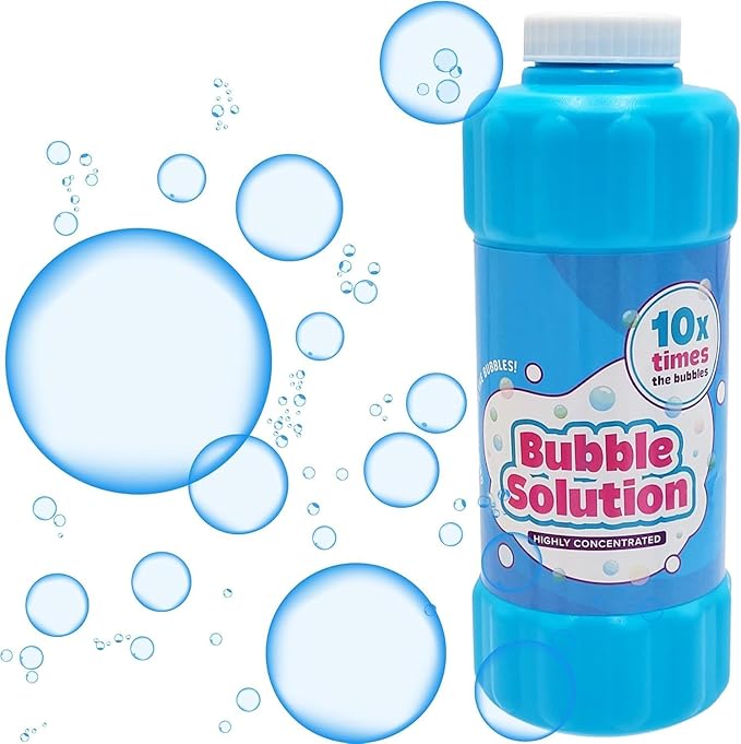 Blue 16oz Concentrated Bubble Solution 8-Pack, Refills up to 1.25 Gallons, Non-Toxic Concentrated Solution for Bubble Machines, Giant Bubble Wands, Bubble Gun and Blowers