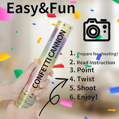Confetti Poppers Biodegradable Confetti Cannon, 6 Pack WERISE Party Poppers Multicolor Confetti Shooters for Birthday, Wedding, Parties, Valentines Day, Easter and Graduation 12 Inch