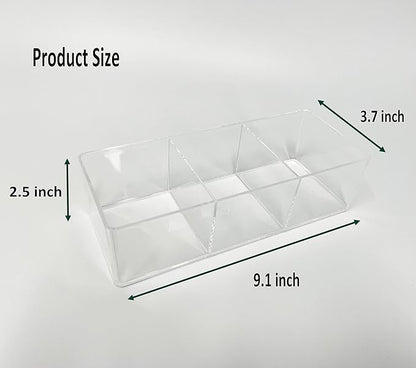 Stackable Clear Drawer Organizers Small Makeup Vanity Storage Bins Trays and Office Desk Drawer Dividers Triple Compartments 2 Pack