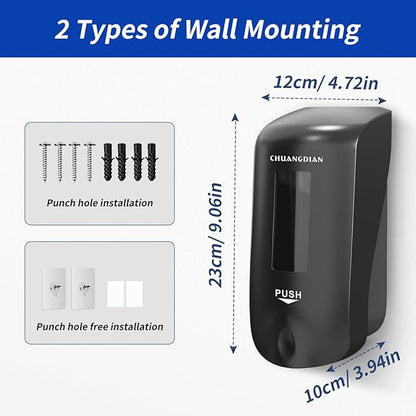 Manual Foaming Soap Dispenser,1000ml Wall Mounted Hand Soap Dispenser,Large Viewing Window,Super Easy Refills,for Commercial & Home, Space Black