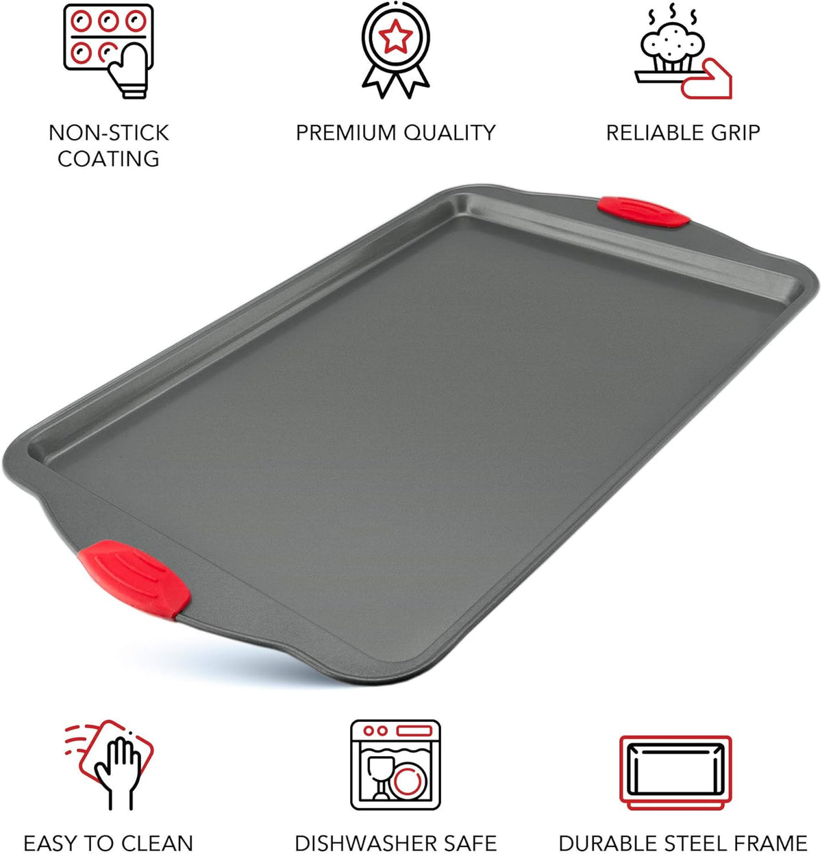 Boxiki Kitchen Non-Stick Baking & Cookie Sheet Pan Non-Toxic 11x14 Inch Rimmed Carbon Steel Baking Sheet. Dent, Warp and Rust Resistant