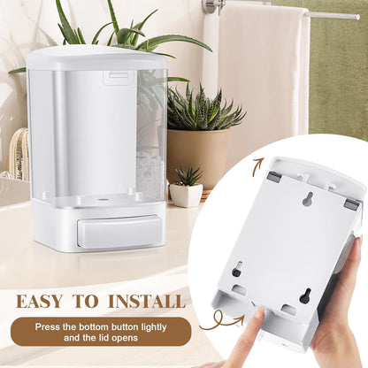 Hushee 4 Pcs Plastic Wall Mounted Soap Dispenser Commercial Manual Soap Containers Wall Dispenser for Kitchen Shower Hotel Liquid Shampoo Gel Chamber(33.8 oz 1000 ml,White)