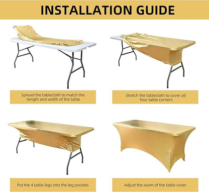 10-Pack 8ft Spandex Table Covers for Rectangle Folding Tables - Washable Elastic Tablecloth - Ultimate Fitted Table Protector for Parties, Trade Shows, Banquet, and Wedding