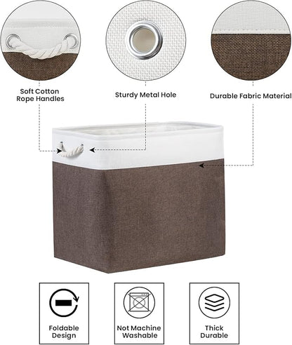 Bidtakay Baskets for Organizing Set of 2 Extra Large Fabric Storage Bins 17x12x15 in Collapsible Laundry Baskets Blanket Basket with Soft Handles Rustic Decorative Stair Basket Dog Toy Bins
