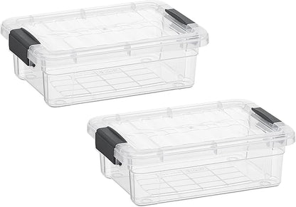 Superio Clear Storage Boxes with Lids, 1.27 Quart Plastic Container Bins for Organizing, Stackable Crates, BPA Free, Non Toxic, Odor Free, Organizers for Home, Office and Dorm, 2 Pack