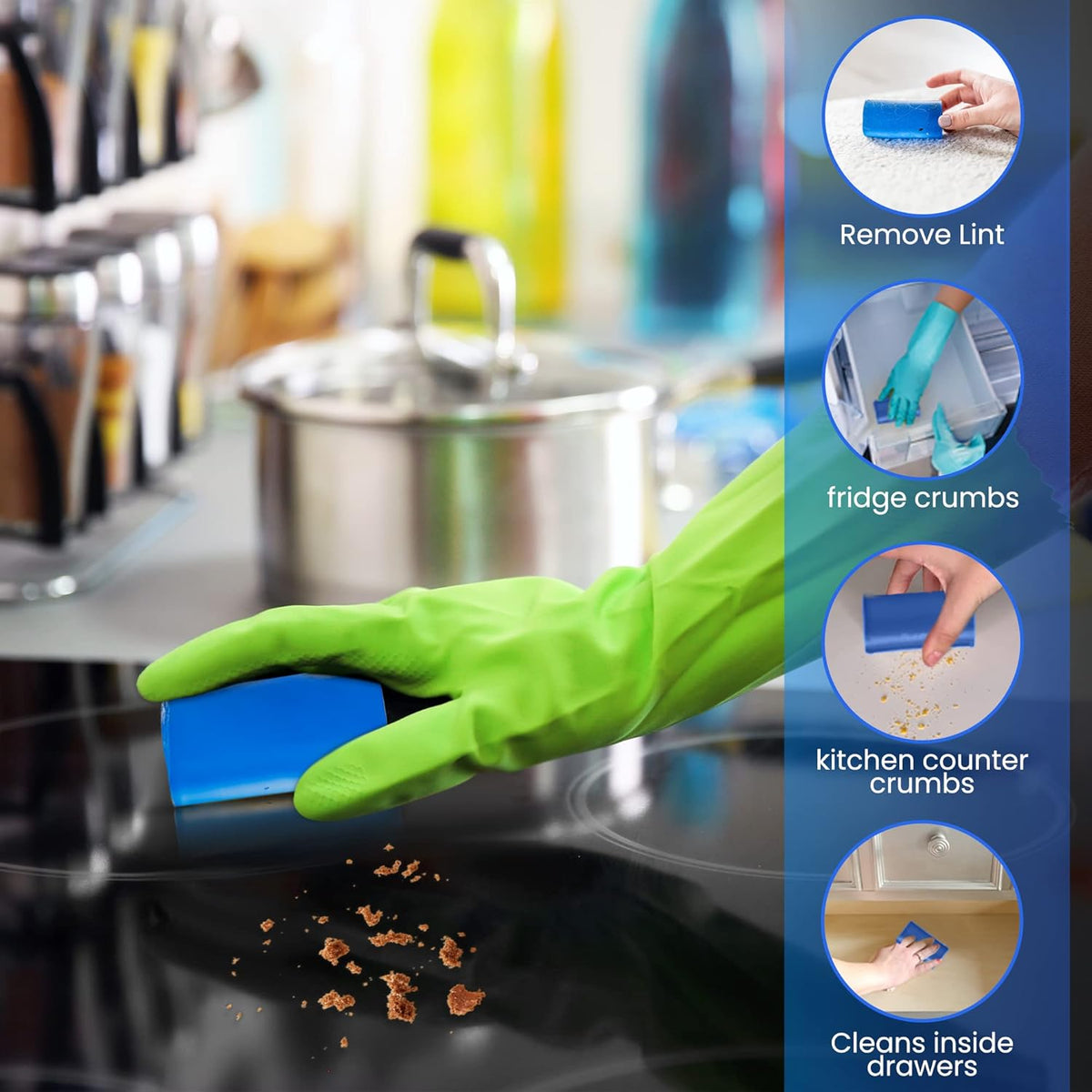 Multi-Purpose, Reusable and Eco-Friendly Hand-Held Cleaner for Hard-to-Reach Areas in Your Home and Car - Removes Debris, Pet Hair, Crumbs and More - 3 Pack