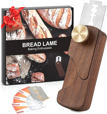 Magnetic Wooden Bread Lame Dough Scoring Tool,Hand Crafted Sourdough Lame Scoring Tool,Bread Scorer Tool for Homemade Bread Baking