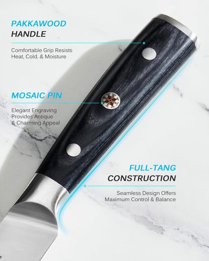 Kyoku 5" Kitchen Utility Knife, Samurai Series Chef Knife with Pakkawood Handle & Mosaic Pin, Japanese High Carbon Steel Knife
