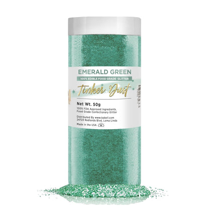 Bakell Emerald Green Edible Glitter, 50 Grams, Tinker Dust Edible Glitter, Kosher Certified, 100% Edible Glitter, Cakes, Cupcakes, Cake Pops, Drinks