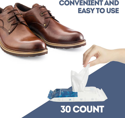 Swanky Shoe Cleaner Wipes - Leather and Sneaker Cleaner, Removes Dirt, Grime and Stains, Quick & Easy Shoe Sole and Boot Cleaning Wipes, Essential Shoe Cleaning Supplies - Soft Wipes, 30 Count