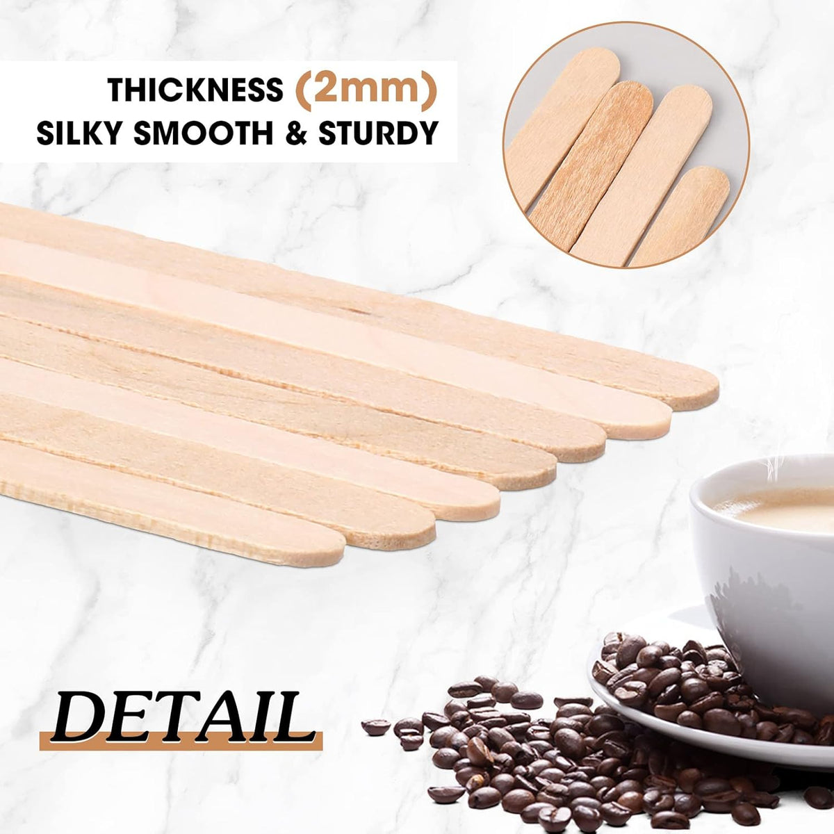 3000 Pack Birch Wood Coffee Stir Sticks 7 Inch Disposable Wooden Coffee Stirrers Bulk Cakesicle Sticks Long Tea Stirring Stick Round End Swizzle