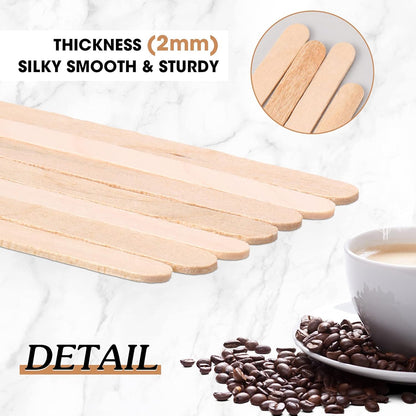 3000 Pack Birch Wood Coffee Stir Sticks 7 Inch Disposable Wooden Coffee Stirrers Bulk Cakesicle Sticks Long Tea Stirring Stick Round End Swizzle