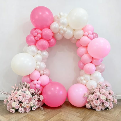 60pcs Pink and Pearl White Balloons Kit, 12 Inch Pastel Pink Pearl Latex Balloons for Baby Showers, Princess Birthday, Bridal Shower, Wedding & Bachelorette Party Decorations